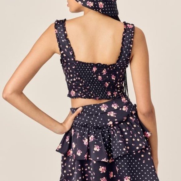 NWT - For Love and Lemons Camellia black Crop Top - Picture 5 of 7